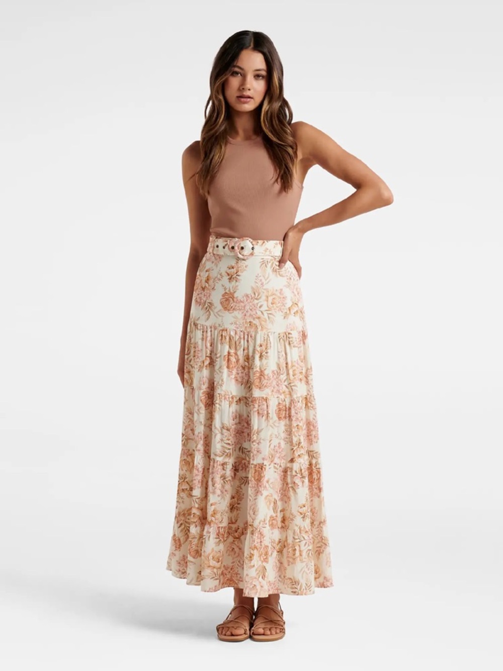 Ever New Melbourne Katerina Tiered Skirt In Gold Athena Floral